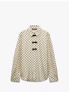 Zara White Blouse with Black Polka Dots